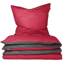 SCHIESSER Doubleface Feinbiber rot/anthrazit 155 x 220 cm + 80 x 80 cm