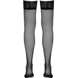 Cottelli LEGWEAR Halterlose Strümpfe mit Spitzenabschluss, schwarz, XS