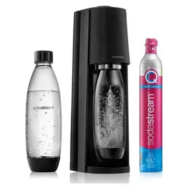 Sodastream Terra black + 2 PET-Flaschen 1 l + Zylinder