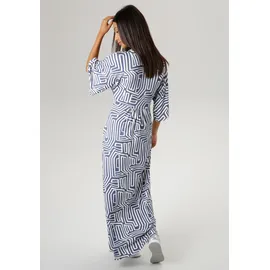 Aniston SELECTED Sommerkleid Grafischer Druck Jeansblau/Weiß 44