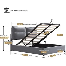 lanki international gmbh Odikalo 140 x 200 cm Grau/Schwarz