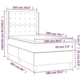 vidaXL Boxspringbett 100 x 200 cm Hellgrau