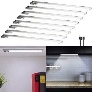 Lunartec Akku-LED-Lichtleiste, Licht- & Bewegungssensor, tageslichtweiß, 33 cm