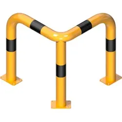 Schake Schutzwinkel 90°, Ø76 mm, 350 mm x 350 mm, Höhe über Flur 650mm, zum Einbetonieren, gelb / schwarz