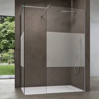 doporro Luxus Duschwand Duschabtrennung 120x90 Walk-In Dusche aus 2 festen Glaselementen mit Stabilisator aus Echtglas 8mm