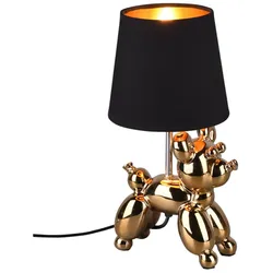 Hunde Tischleuchte, Keramik gold, Textil schwarz