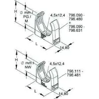 Kleinhuis 796.401 RO-CLIP-Rohrschelle, 40-41 mm, M40 lichtgrau halogenfrei