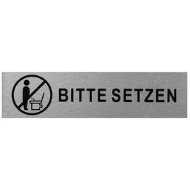 PRO PLUS Türschild Bitte Setzen Aluminium 16x4 Cm