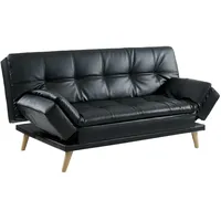 vente-unique Schlafsofa Zarina 3-Sitzer, Kunstleder, Schwarz
