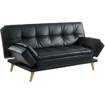 vente-unique Schlafsofa Zarina 3-Sitzer, Kunstleder, Schwarz