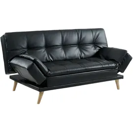 vente-unique Schlafsofa Zarina 3-Sitzer, Kunstleder, Schwarz