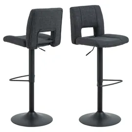 Actona Barhocker ACTONA GROUP "Sylvia Barstuhl, Höhenverstellbar", grau (dunkelgrau), B:41,5cm H:115cm T:52cm, 100% Polyester, Hocker, Barhocker, Trompetenfuß, Gasfeder, drehbar, vertikale Nähte, 2er-Satz