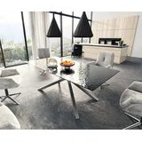 DELIFE Esstisch Edge, Reliefglas Rauchschwarz 3D-Design 200x100 Kreuzgestell Rechteck Edelst schwarz 200 cm x 76 cm x 100 cm