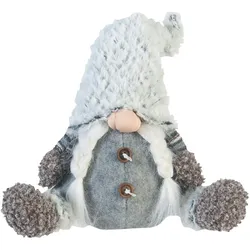 Rebecca Mobili Skandinavischer Kobold H 35 cm aus grauem und weißem Stoff