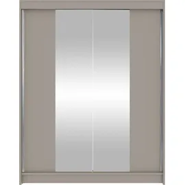 Mirjan24 Schwebetürenschrank Camino II, Garderobe mit zwei Türen, Frontspiegel, Kleiderschrank (Farbe: Cashmere, ohne Beleuchtung) - Beige
