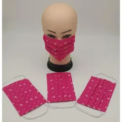 Stoff Atemschutz Mundschutz MNS Maske Pink mit Muster Erwachsene Nr.8