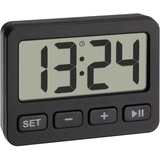 TFA Dostmann Digitale Miniuhr, 60.2036.01, mit Timer, ideal für unterwegs Dank Tastensperre, Tischuhr, Autouhr, für Examen geeignet, Quarzuhr, klein und kompakt, schwarz
