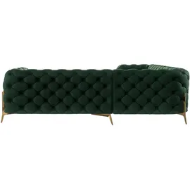 s-style möbel - Chesterfield Ecksofa Nova mit Goldene Metall Füßen aus Flasche Grün Samtstoff, B/T/H: 264 cm/ 264 cm/ 75 cm - Grün