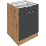 KOCHSTATION Unterschrank »KS-Luhe«, 60 cm breit, hochwertige MDF-Fronten mit waagerechter Lisene, grau