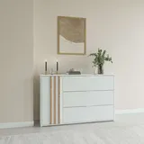 Home Affaire »Kommode Calera mit Drehtür, 3 Schubladen und MDF-Lamellen«, Kommode B/H/T 125/79,8/35 cm