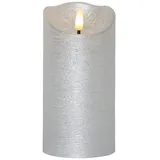 Star Trading Rustik LED Echtwachs Stumpenkerze 15 cm silber