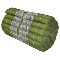 Wilai Thaiboo® Thaimatte Kapok Rollmatte Rollmatratze Schmal 175x55x5cm handgefertigt, Gästebett, Gästematratze 1 Person, Einzelbett, Outdoor Reisebett Kofferraum, Garten – Grün