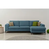 Ecksofa INOSIGN "Henry" Sofas Gr. B/H/T: 294cm x 84cm x 160cm, Struktur-Chenille, Recamiere rechts, blau (sapphire) mit Metallbeinen, in modernem Design