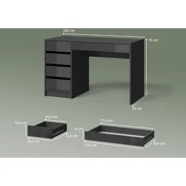 livinity Schminktisch Imola, Anthrazit, 120 cm