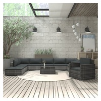 vidaXL 11-tlg. Garten-Lounge-Set mit Auflagen Poly Rattan Grau
