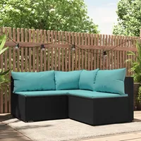 Festnight Balkon Lounge Rattan Gartenmöbel Set Balkonmöbel Balkonlounge Ecklounge Outdoor Sofa Garten Gartenlounge Loungemöbel Terrasse Terrassenmöbel Sitzgruppe Gartensofa, Schwarz und Blau