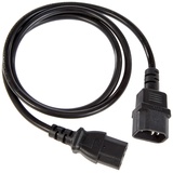 PremiumCord Kaltgeräteverlängerung für PC 230V 1m, Verlängerungskabel IEC 320, Buchse auf Stecker, IEC 320 C13 auf C14, Stromkabel, Farbe schwarz