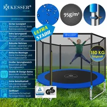 Kesser Trampoline Komplettset 305 cm inkl. Sicherheitsnetz, Leiter und Randabdeckung blau