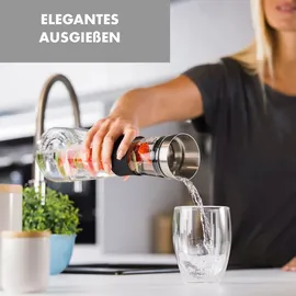 Klarstein Glaswerk Sile Karaffe 1 Liter Borosilikatglas Fruchtspieß mit Stopper