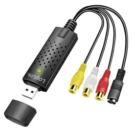 Logilink USB 2.0 A/V-Grabber – USB-A zu 3× Cinch + miniDIN5, schwarz