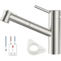 DAYONE Niederdruck Wasserhahn Küche, Niederdruck Küchenarmatur mit Ausziehbarer Brause, 3 Anschlüsse, 2 Strahlarten Spültischarmatur, Mischbatterie Küche, Ausziehbar Küche Mischbatterie für Boiler