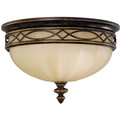 Deckenleuchte Wohnzimmerleuchte Vintage-Stil Stahl Nussbaum D 35,6 cm 2 Flammig