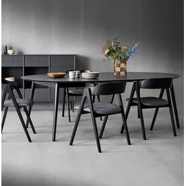 Hammel Furniture "Meza Designtisch mit Auszugsfunktion und 2 Einlegeplatten", grau (graphit, schwarz), B:135cm H:73,5cm T:135cm, Tischplatte: Graphit nanobehandeltes Fenix-Laminat (schwarzer Rand), Gestell: Schwarz gebeizt Esche (Massivholz), Mit