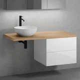neoro n50 Möbelanlage B: 120 cm, Unterschrank B: 60 cm mit 2 Auszügen, Waschtisch Ø 40 cm weiß matt, B: 120.5 BN0064WM+BN0421WH+BN0404W1