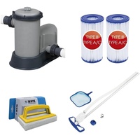 Bestway - Poolsauger AquaClean & Filterpumpe 5678 L/u & 2 Filter Typ III & WAYS Scheuerbürste