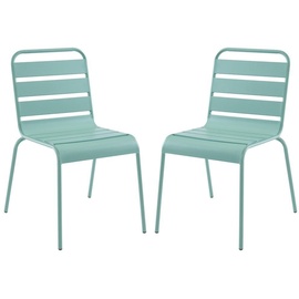 MYLIA Garten-Essgruppe: Tisch D. 110 cm + 4 stapelbare Stühle - Metall - Grün - MIRMANDE von MYLIA
