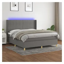 vidaXL Boxspringbett 180 x 200 cm Dunkelgrau