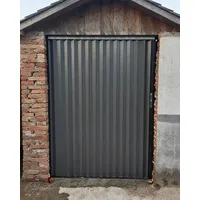 ZIMGOD Falttür Außenschiebetür für Außenbereich/Garten/Terrasse, Graue Aluminium-Falttüren mit Rahmen und Schloss, Faltbarer Versenkbarer Torvorhang für Innenbereich(29x80in (73.5x203cm))