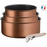 TEFAL L6759003 3er-Set 16/18/20 cm INGENIO ECO-RESPECT Kochtöpfe - 1,5 / 2,1 / 3 L - abnehmbarer Griff Moonlight Clay - Alle Feuer