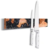 ENOKING Magnetische Messerleiste 40cm, Magnet Messerhalter aus Akazienholz & Schwarzem Resin, Magnetischer Messerhalter Wand mit Starker Magnetkraft, Messerleiste Wandmontage mit Kleben oder Bohren