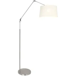 Gelenkleuchte Stehlampe Standleuchte verstellbar Textil weiß silber Wohnzimmer