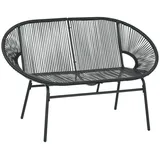 Rattansessel Relaxsessel im Boho-Stil, 132 cm x 72 cm x 83 cm, Schwarz - Schwarz