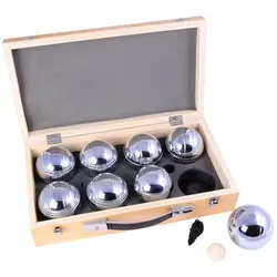 Boule Set in Holzkoffer Cranit 8 Boule Pétanque Kugeln inklusive Schweinchen Zielkugel RE65 DPLI2