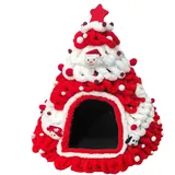 Katzenhaus,Gestrickt Weiches Tannenbaum Design Unterschlupf | Weihnachtsmotiv Warmes Katzenhaus Bett | Für Welpen Kätzchen Und Kleintiere Für Den Innen Und Außenbereich Für Zuhause Zum Schlafen Im