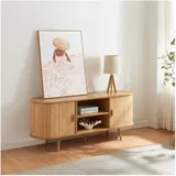 [en.casa] Nordkapp Sideboard 140 x 40 x 56 cm Beige/Holz