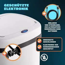 monzana Sensor Mülleimer 58 l Weiß